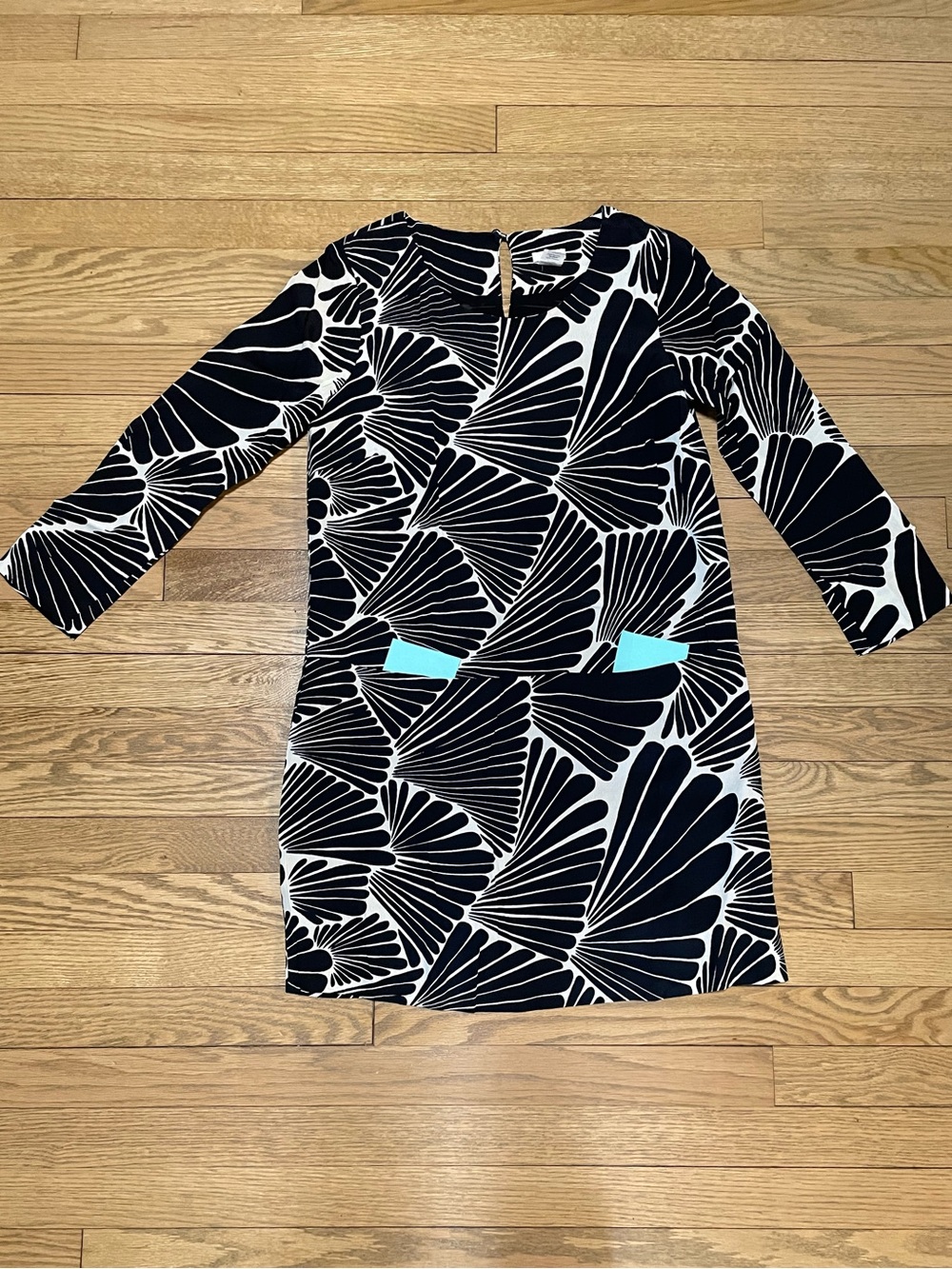 J. CREW Jules Fanfare Geometric Print 2 Front Pockets Shift Mini Dress - Sz 2 - Picture 4 of 11